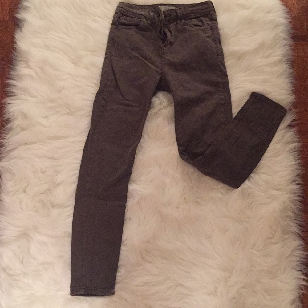 Army green skinny jeans